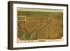 Washington - Panoramic Map of Spokane-Lantern Press-Framed Art Print