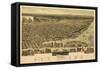 Washington - Panoramic Map of Tacoma-Lantern Press-Framed Stretched Canvas