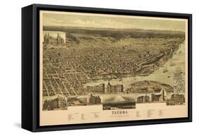 Washington - Panoramic Map of Tacoma-Lantern Press-Framed Stretched Canvas