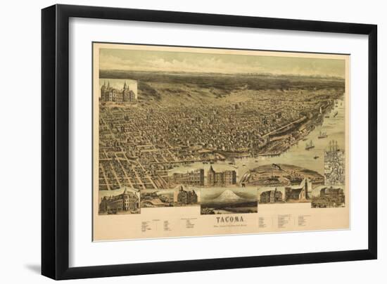 Washington - Panoramic Map of Tacoma-Lantern Press-Framed Premium Giclee Print