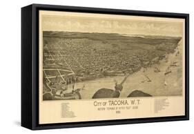 Washington - Panoramic Map of Tacoma-Lantern Press-Framed Stretched Canvas