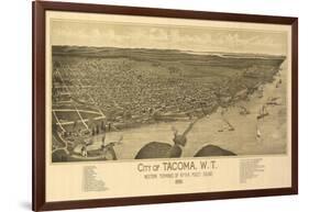 Washington - Panoramic Map of Tacoma-Lantern Press-Framed Art Print