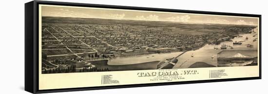 Washington - Panoramic Map of Tacoma-Lantern Press-Framed Stretched Canvas