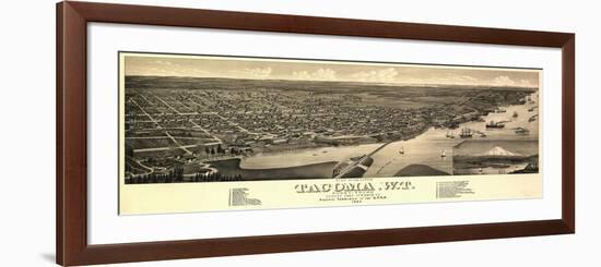 Washington - Panoramic Map of Tacoma-Lantern Press-Framed Premium Giclee Print