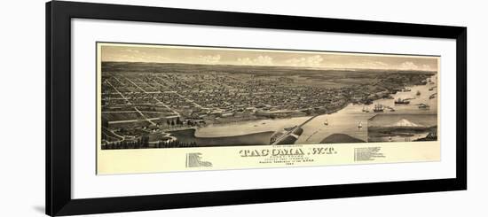 Washington - Panoramic Map of Tacoma-Lantern Press-Framed Premium Giclee Print