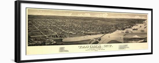 Washington - Panoramic Map of Tacoma-Lantern Press-Framed Premium Giclee Print