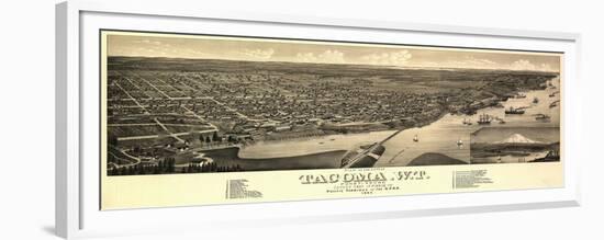 Washington - Panoramic Map of Tacoma-Lantern Press-Framed Premium Giclee Print