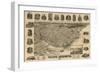 Washington - Panoramic Map of Tacoma-Lantern Press-Framed Art Print