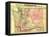 Washington - Panoramic State Map-Lantern Press-Framed Stretched Canvas