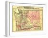 Washington - Panoramic State Map-Lantern Press-Framed Art Print