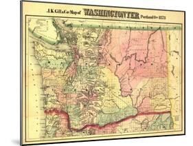 Washington - Panoramic State Map-Lantern Press-Mounted Art Print