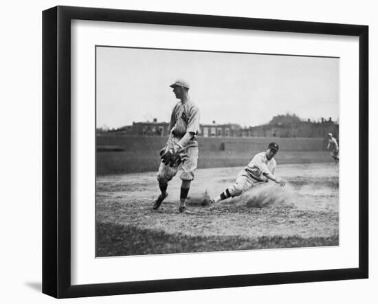 Washington Player & Boston Red Sox Baseball Photograph - Washington, DC-Lantern Press-Framed Art Print