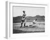 Washington Player & Boston Red Sox Baseball Photograph - Washington, DC-Lantern Press-Framed Art Print