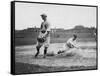 Washington Player & Boston Red Sox Baseball Photograph - Washington, DC-Lantern Press-Framed Stretched Canvas