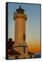 Washington, Port Townsend. Super Moon over the Point Wilson Lighthouse-Richard Duval-Framed Stretched Canvas