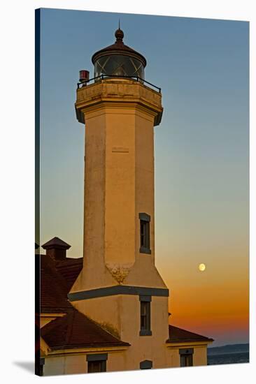 Washington, Port Townsend. Super Moon over the Point Wilson Lighthouse-Richard Duval-Stretched Canvas