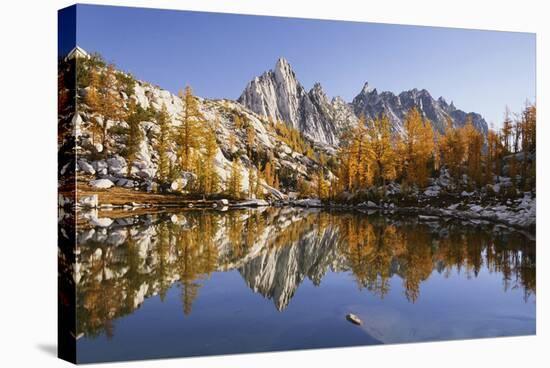 Washington, Prusik Peak Reflected in Sprite Lakelet Enchantment Lakes-Jamie & Judy Wild-Stretched Canvas