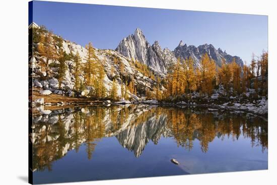 Washington, Prusik Peak Reflected in Sprite Lakelet Enchantment Lakes-Jamie & Judy Wild-Stretched Canvas