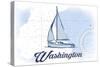 Washington - Sailboat - Blue - Coastal Icon-Lantern Press-Stretched Canvas