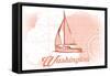 Washington - Sailboat - Coral - Coastal Icon-Lantern Press-Framed Stretched Canvas