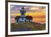 Washington, San Juan Islands. Patos Lighthouse and Camas at Sunset-Don Paulson-Framed Photographic Print