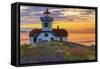 Washington, San Juan Islands. Patos Lighthouse and Camas at Sunset-Don Paulson-Framed Stretched Canvas