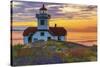 Washington, San Juan Islands. Patos Lighthouse and Camas at Sunset-Don Paulson-Stretched Canvas