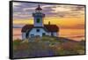 Washington, San Juan Islands. Patos Lighthouse and Camas at Sunset-Don Paulson-Framed Stretched Canvas