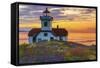 Washington, San Juan Islands. Patos Lighthouse and Camas at Sunset-Don Paulson-Framed Stretched Canvas