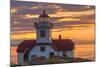 Washington, San Juan Islands. Patos Lighthouse and Camas at Sunset-Don Paulson-Mounted Photographic Print