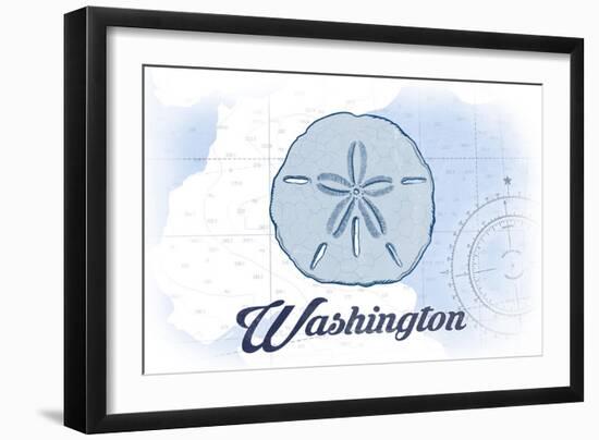 Washington - Sand Dollar - Blue - Coastal Icon-Lantern Press-Framed Art Print