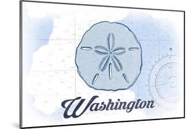 Washington - Sand Dollar - Blue - Coastal Icon-Lantern Press-Mounted Art Print