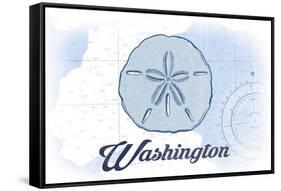 Washington - Sand Dollar - Blue - Coastal Icon-Lantern Press-Framed Stretched Canvas