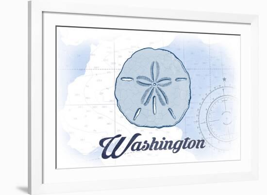 Washington - Sand Dollar - Blue - Coastal Icon-Lantern Press-Framed Art Print