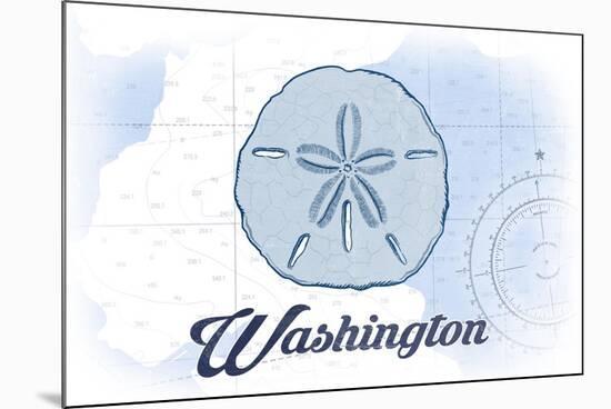 Washington - Sand Dollar - Blue - Coastal Icon-Lantern Press-Mounted Art Print