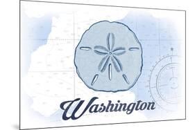 Washington - Sand Dollar - Blue - Coastal Icon-Lantern Press-Mounted Art Print