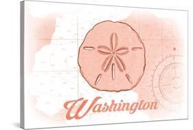 Washington - Sand Dollar - Coral - Coastal Icon-Lantern Press-Stretched Canvas