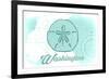 Washington - Sand Dollar - Teal - Coastal Icon-Lantern Press-Framed Premium Giclee Print