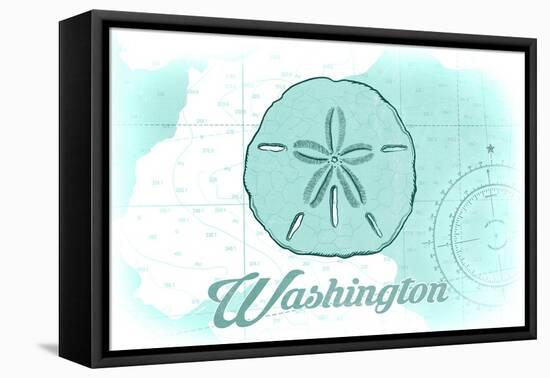 Washington - Sand Dollar - Teal - Coastal Icon-Lantern Press-Framed Stretched Canvas