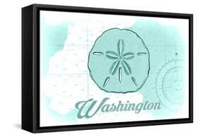 Washington - Sand Dollar - Teal - Coastal Icon-Lantern Press-Framed Stretched Canvas