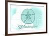 Washington - Sand Dollar - Teal - Coastal Icon-Lantern Press-Framed Art Print