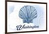 Washington - Scallop Shell - Blue - Coastal Icon-Lantern Press-Framed Premium Giclee Print