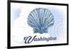 Washington - Scallop Shell - Blue - Coastal Icon-Lantern Press-Framed Premium Giclee Print