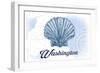 Washington - Scallop Shell - Blue - Coastal Icon-Lantern Press-Framed Art Print