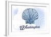 Washington - Scallop Shell - Blue - Coastal Icon-Lantern Press-Framed Art Print