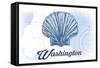 Washington - Scallop Shell - Blue - Coastal Icon-Lantern Press-Framed Stretched Canvas