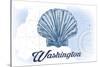 Washington - Scallop Shell - Blue - Coastal Icon-Lantern Press-Stretched Canvas