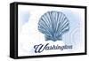 Washington - Scallop Shell - Blue - Coastal Icon-Lantern Press-Framed Stretched Canvas