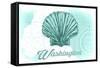 Washington - Scallop Shell - Teal - Coastal Icon-Lantern Press-Framed Stretched Canvas