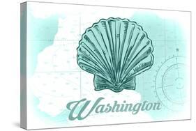 Washington - Scallop Shell - Teal - Coastal Icon-Lantern Press-Stretched Canvas